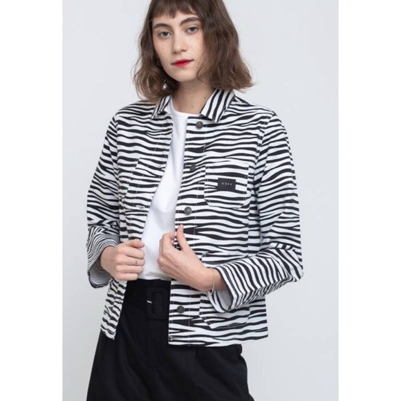 Obey Jackets & Blazers - Obey Women Zebra Jacket Slacker Chore Coat Animal Print Small‎ Streetwear Grunge